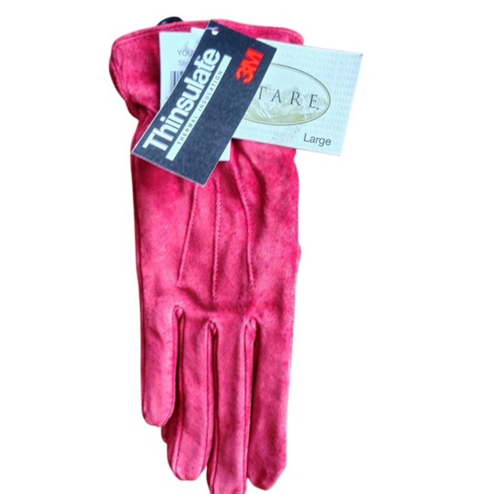 Altare Womens Red Thermal Insulated Suede Winter Gloves Large NWT comfy‎ snow
